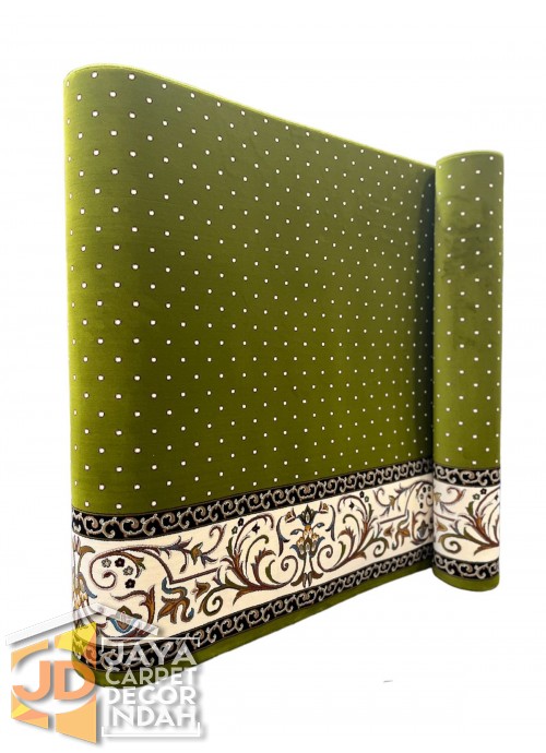 Karpet Sajadah Solomon Farangi New Green Plain Motif Bintik 120x600, 120x1200, 120x1800, 120x2400